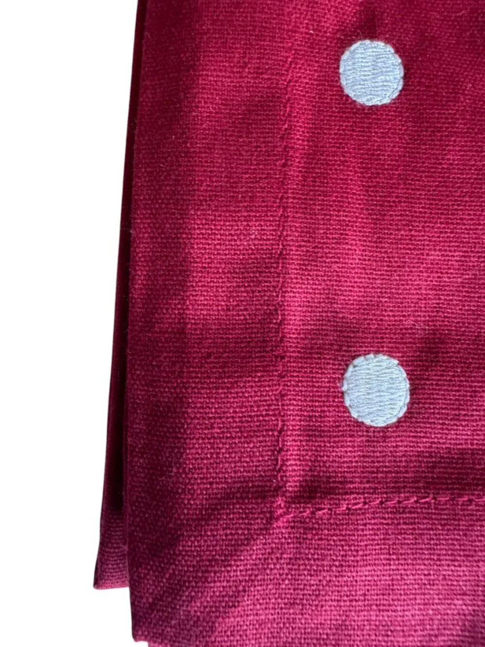 Pottery Barn Polka Dot Embroidered New Set Of Four Red White